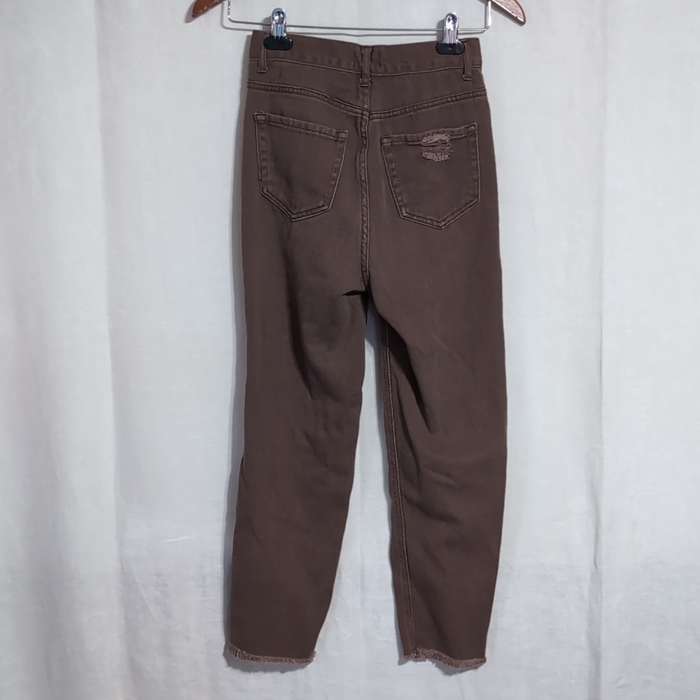 Simple Society Brown Distressed Boyfriend High Rise Jeans Size 1/25 - Picture 4 of 5